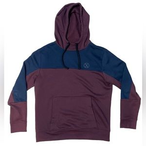 Express Men Pullover Hoodie, Size Medium, Burgundy/Navy